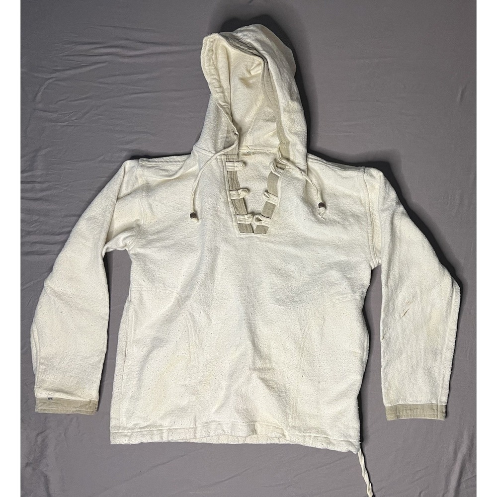 Vintage Gypsy Rose Hemp Pullover Hoodie No Size Off White Long Sleeve Nepal